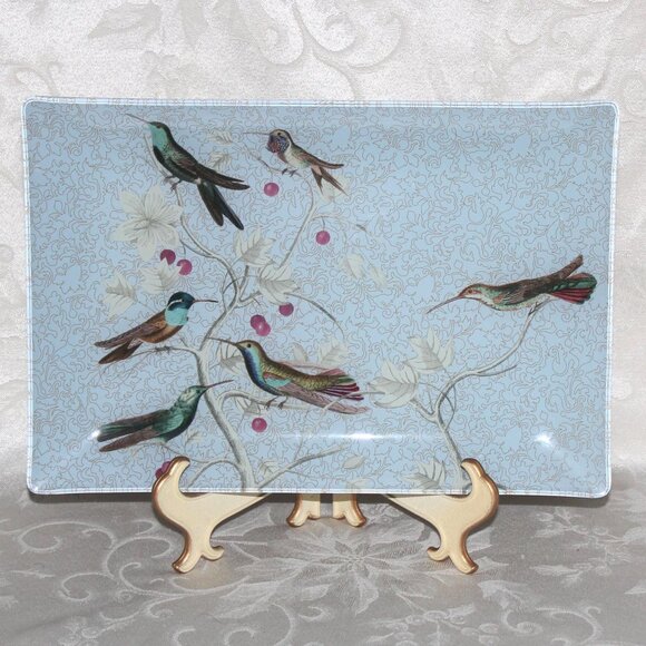 Fringe Studio Other - Hummingbirds Decorative Glass Tray | Fringe Studio Tray #512019